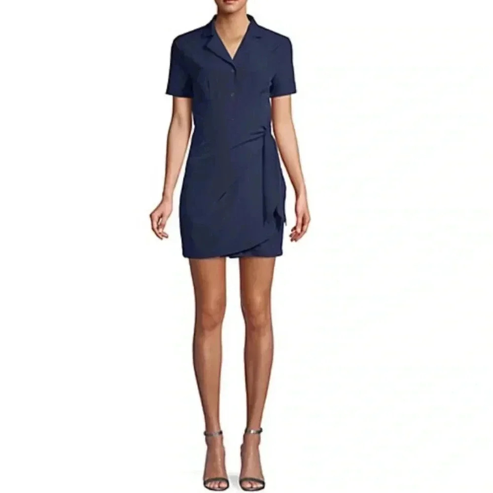 Lea & Viola Self-Tie Button-Front Mini Dress